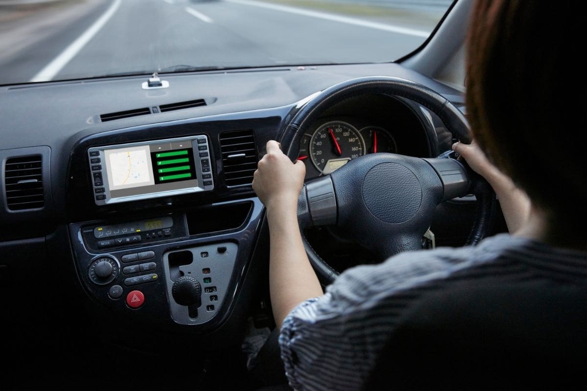 Showcasing a lady driver with eyes on the road while driving