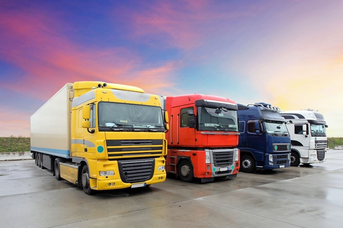 Fleet of colorful Hauling Trucks